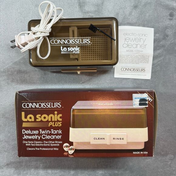 VTG Connoisseurs La Sonic Plus Deluxe Twin Tank Jewelry Cleaner Two Elect Speeds - Picture 3 of 6
